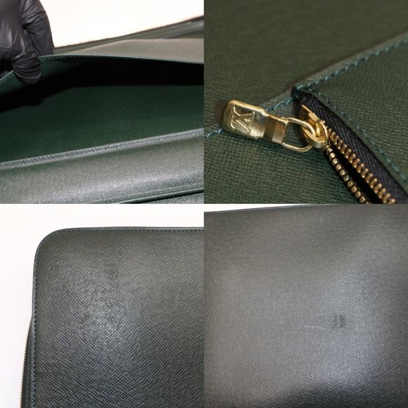 Louis Vuitton Sui Taiga Green Epicea Leather Canvas Bag - Picture 13 of 14